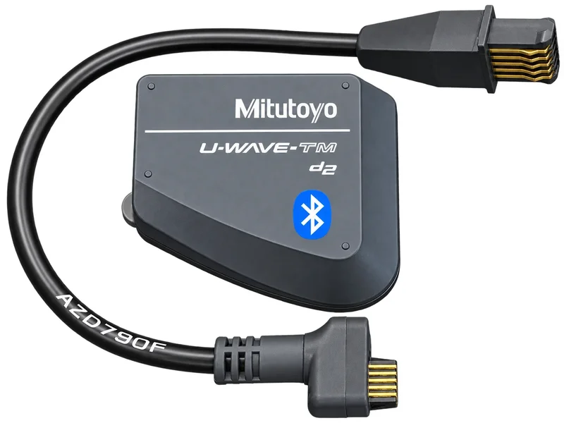 Optional Mitutoyo U-WAVE-TM d2 Bluetooth module on the indicator's Digimatic output