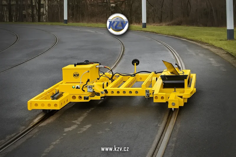 The measuring bogie, showing the non-contact 3D camera heads