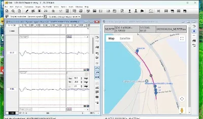 Measured track shown on the map alongside the track geometry graphs